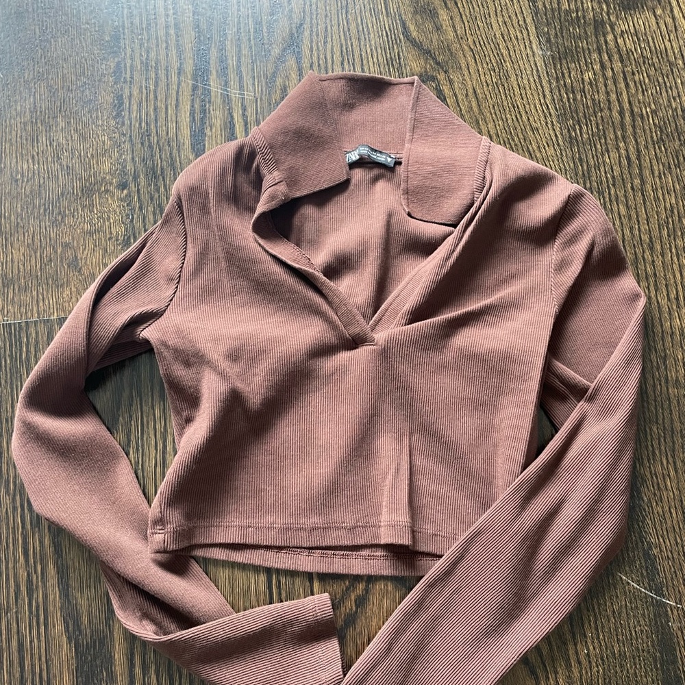 Zara never worn long sleeve Brown shirt with
